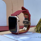 สายนาฬิกา Swift Leather สำหรับ Apple Watch, นาฬิกากลไก - สีไวน์แดง SW2210