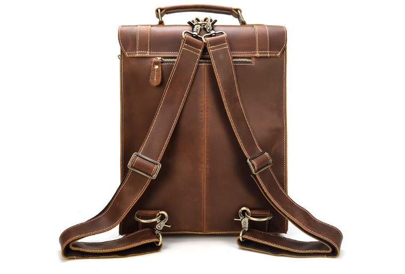 Rustic Leather Travel Backpack Laptop Purse Rucksack