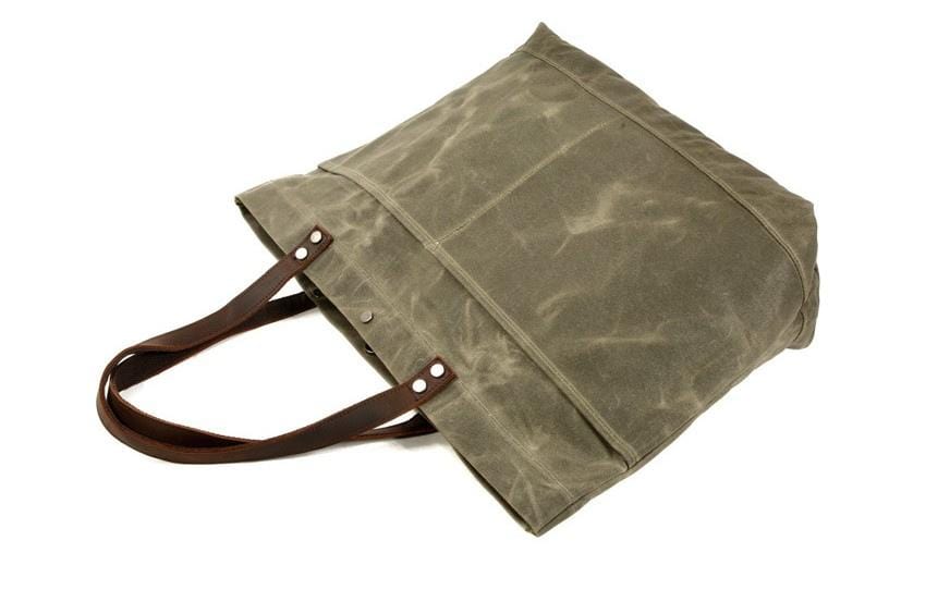 Black Canvas Tote Shoulder Bag with Pockets