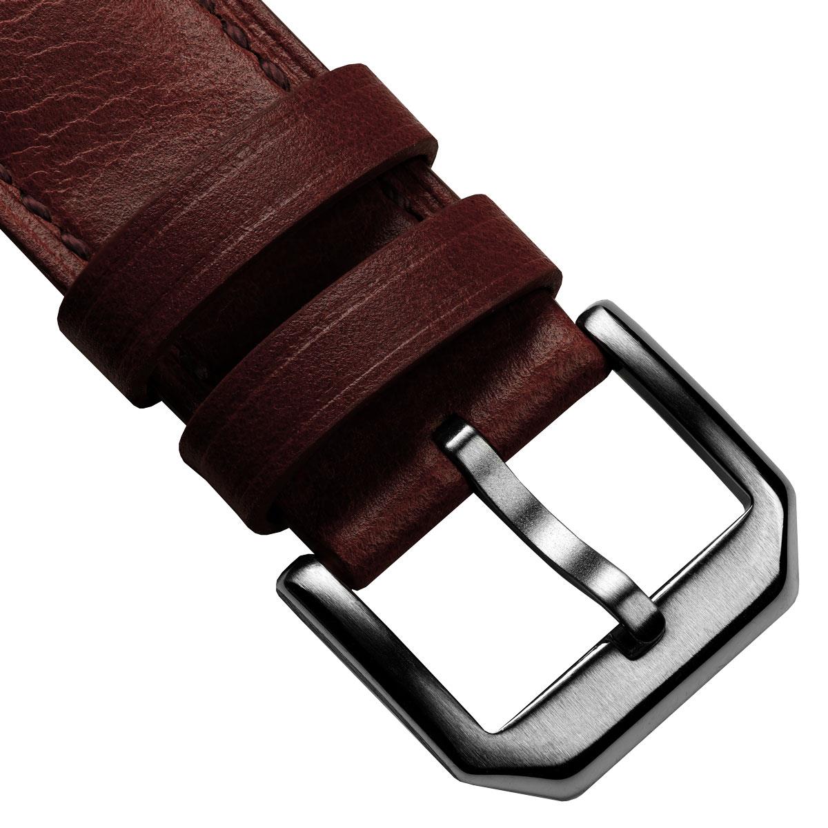 Bracelet en Cuir Véritable Padded Tenby - Élégance Classique en Chestnut