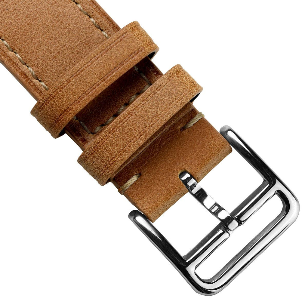 Bracelet de montre en cuir plat Brixham en brun clair pastel - Élégance douce et raffinée
