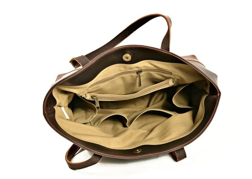 Brown Leather Shoulder Tote Bag