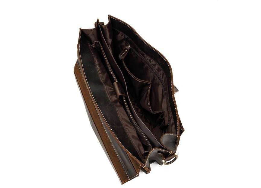 Brown Leather Crossbody Messenger Briefcase Bag
