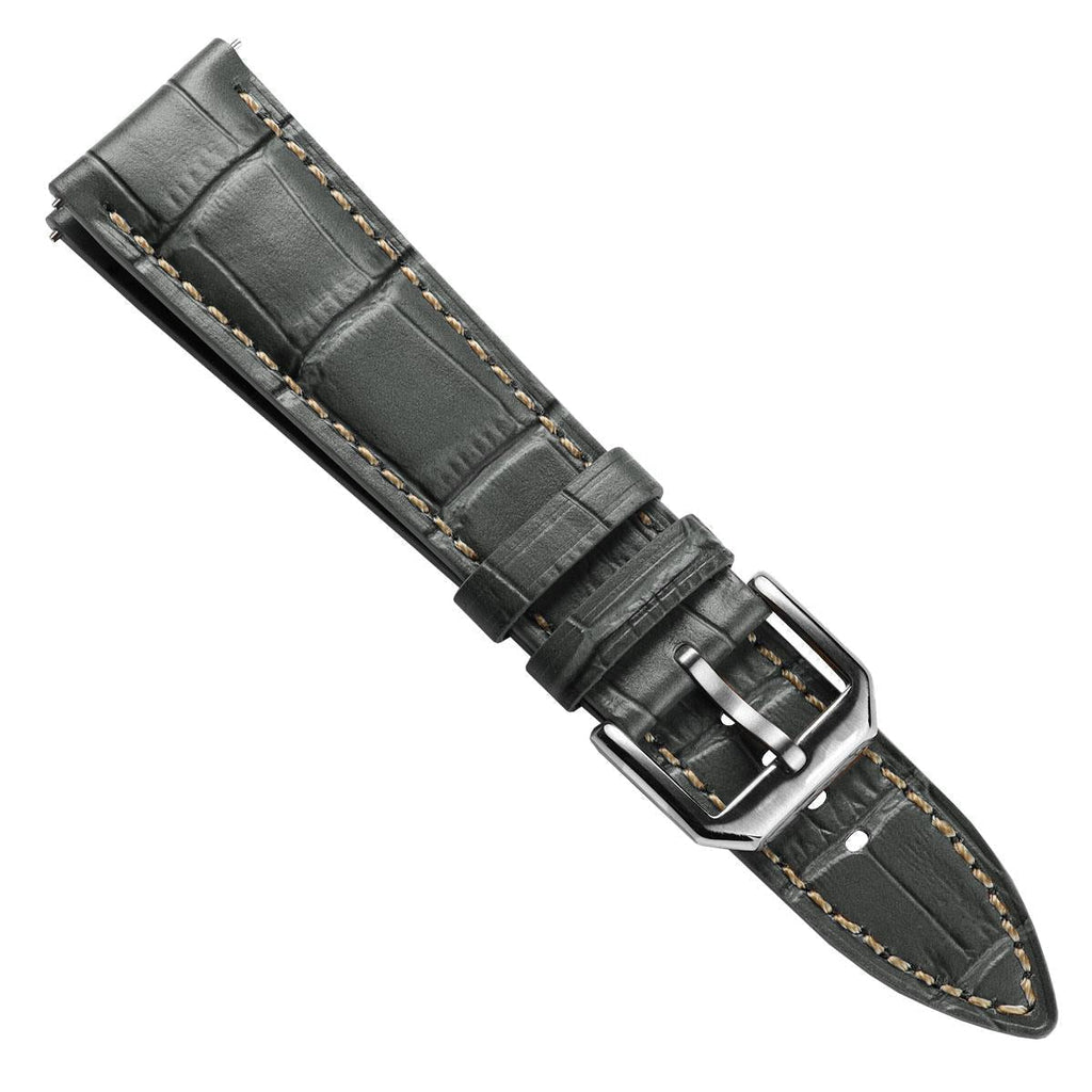 Bracelet de montre en cuir véritable avec imprimé alligator Carolina - Gris graphite élégante