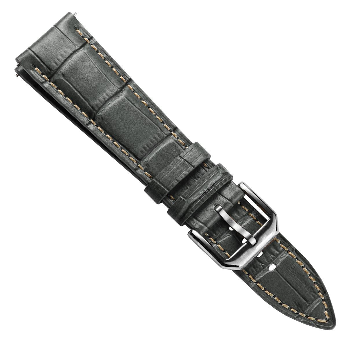 Bracelet de montre en cuir véritable avec imprimé alligator Carolina - Gris graphite élégante