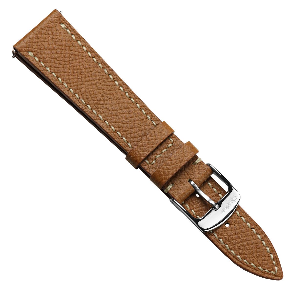 Hanley Textured Epsom Hand-Stitched Leather Watch Strap  - Tan