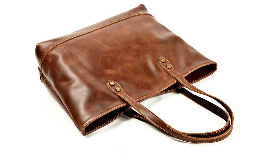 Brown Leather Shoulder Tote Bag