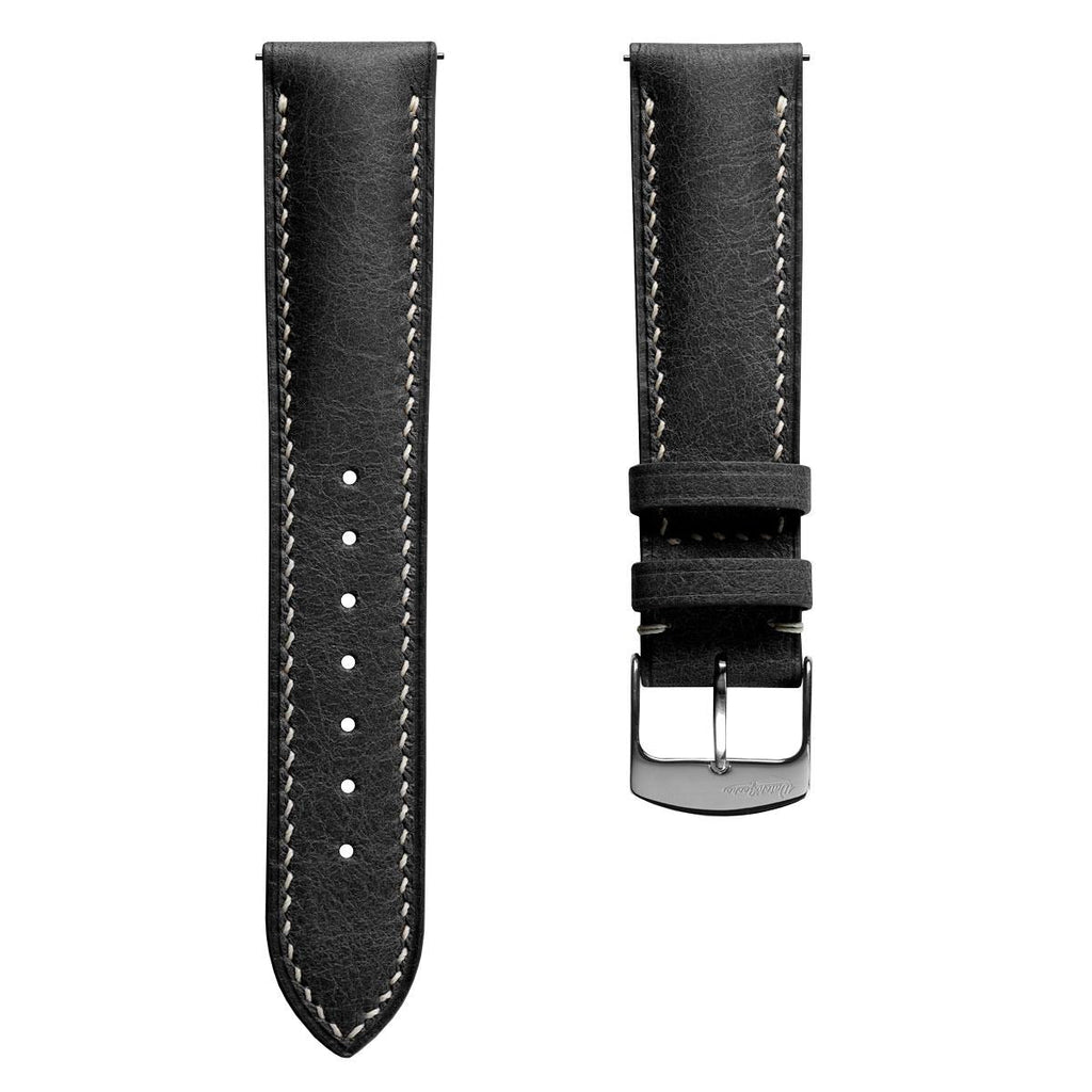 Lerano Tuscan Luxe Padded Leather Watch Strap - Elegant Black