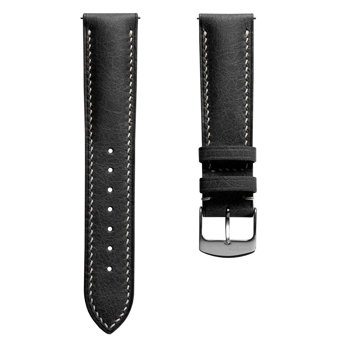 Lerano Tuscan Luxe Padded Leather Watch Strap - Elegant Black