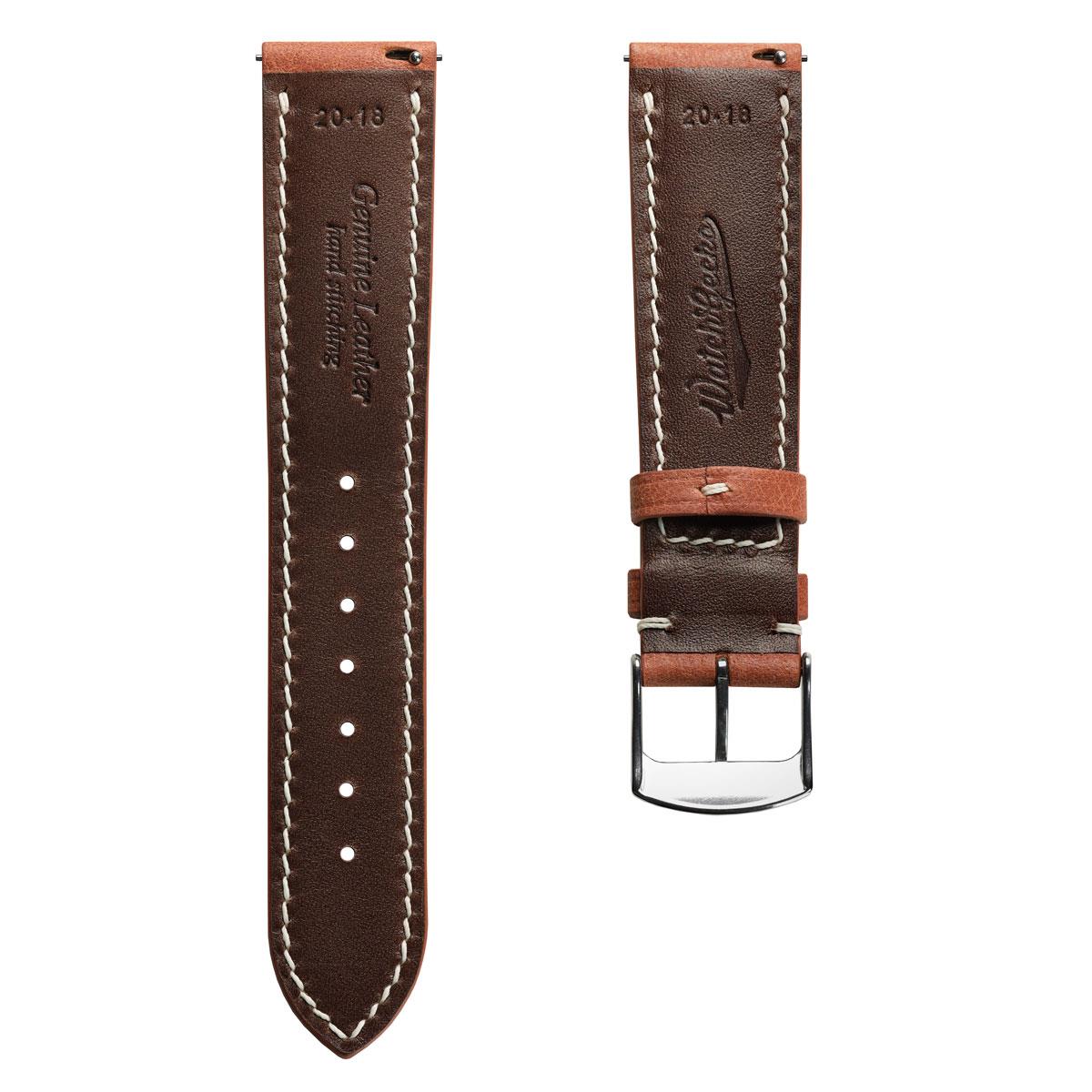 Lerano Toscana Luxe Gepolstertes Lederarmband für Uhren - Cognac