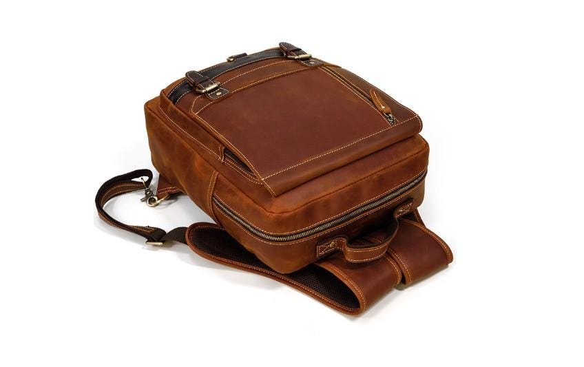 Leather Full Grain Leather Backpack Purse Rucksack