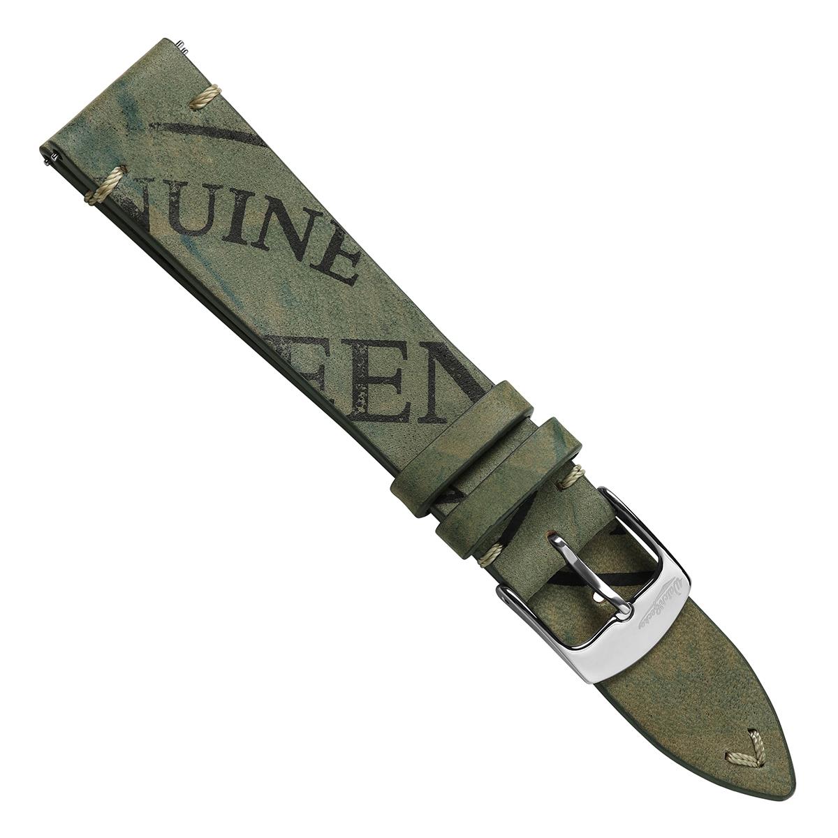 Newham Inverted Horween Shell Cordovan Watch Strap - Sage Green