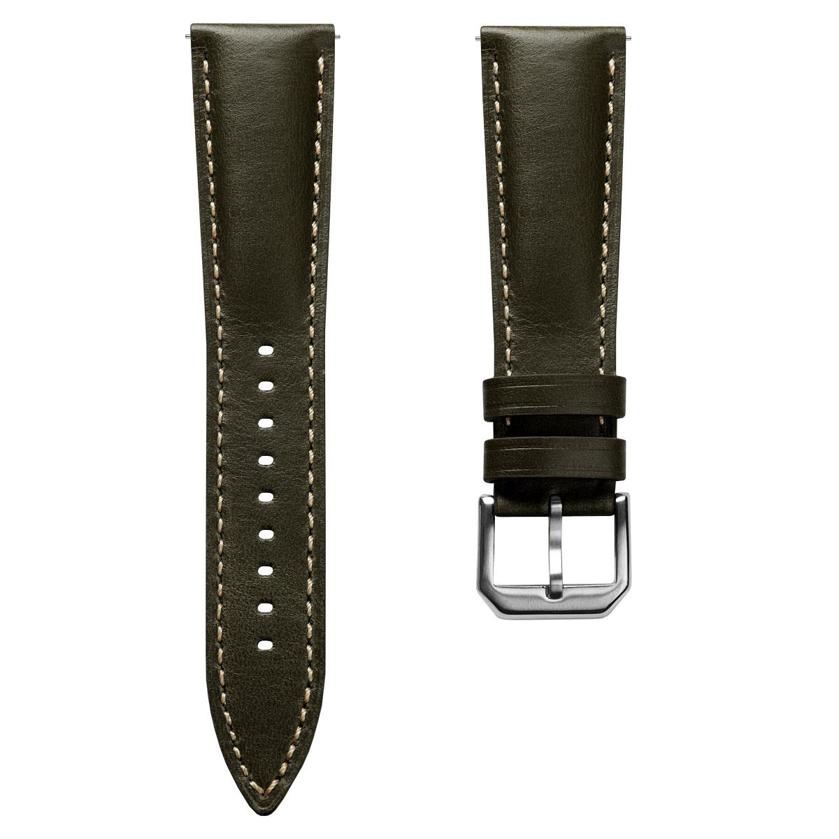 Sangle de Montre en Cuir Véritable Pailleté Tenby avec Belle Patine Verte Classique
