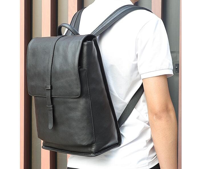 Small Black Leather Backpack Purse Bag