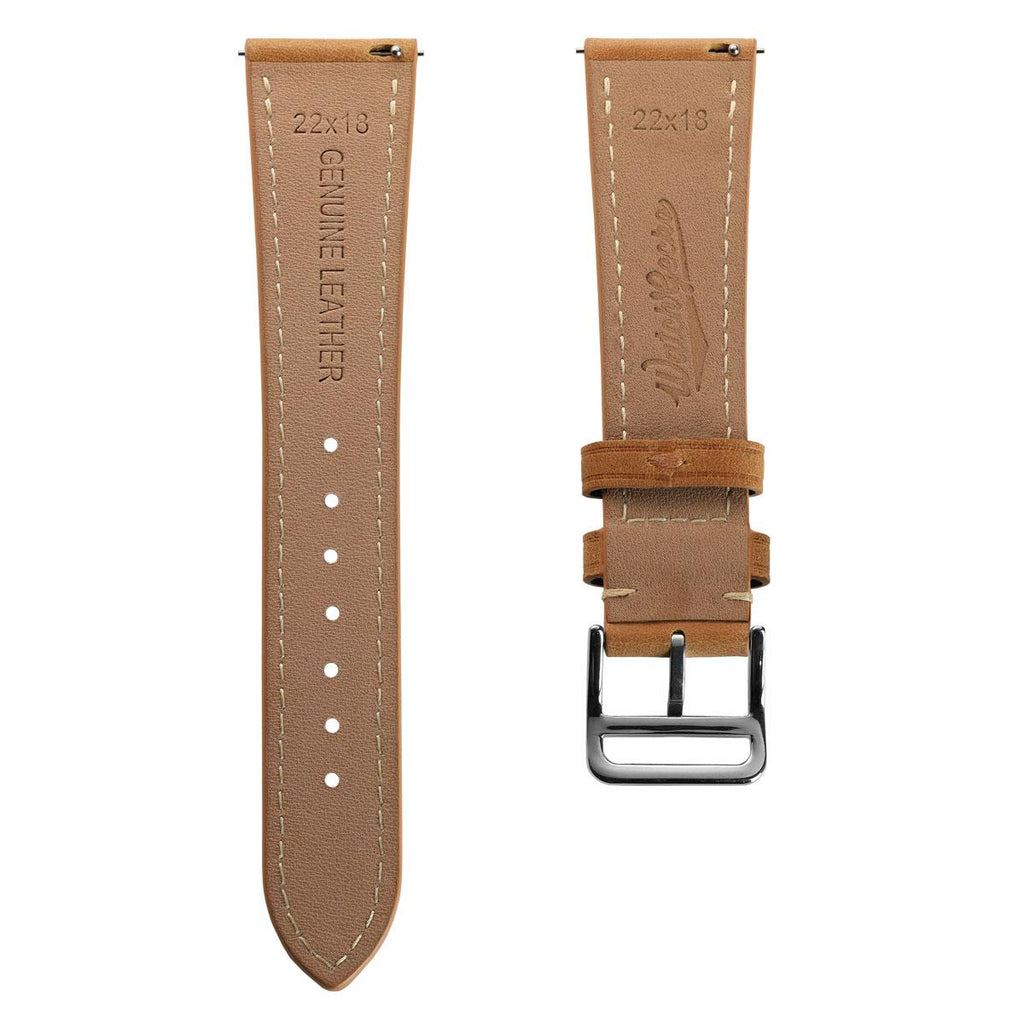 Bracelet de montre en cuir plat Brixham en brun clair pastel - Élégance douce et raffinée