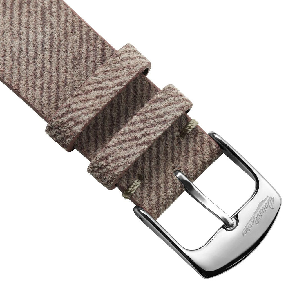 Arbour V-Stitch Denim & Genuine Leather Watch Strap with Quartz Pink Accent