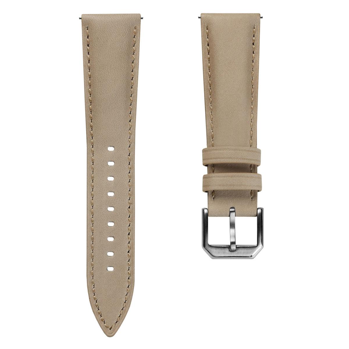 Bracelet en cuir véritable rembourré Whitby en beige pastel pour une élégance raffinée