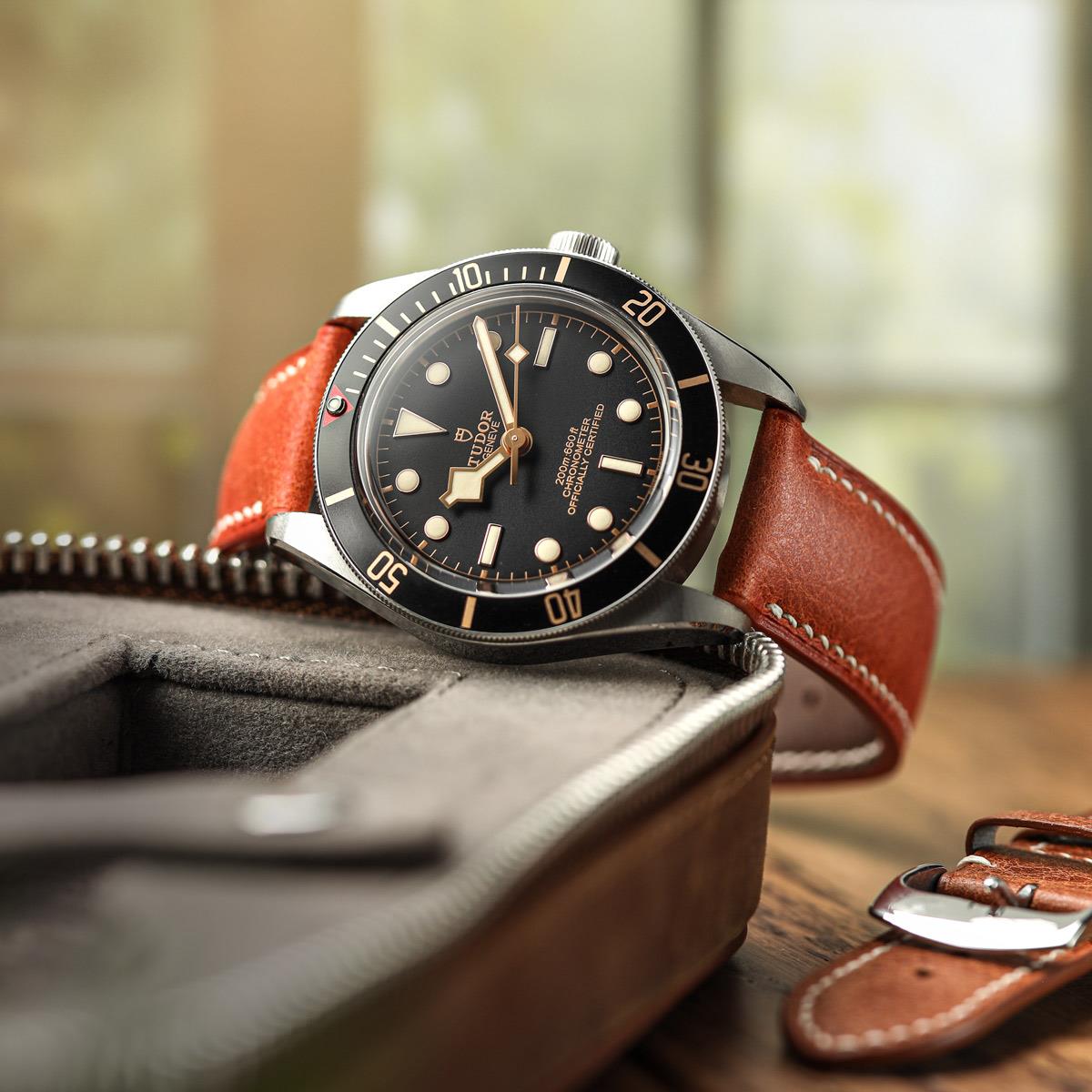 Lerano Tuscan Padded Leather Watch Strap - Elegant Rust Color for a Sophisticated Look