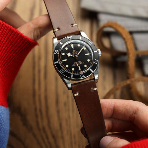 Bracelet de montre en cuir Shell Cordovan Horween Cromford de couleur marron foncé