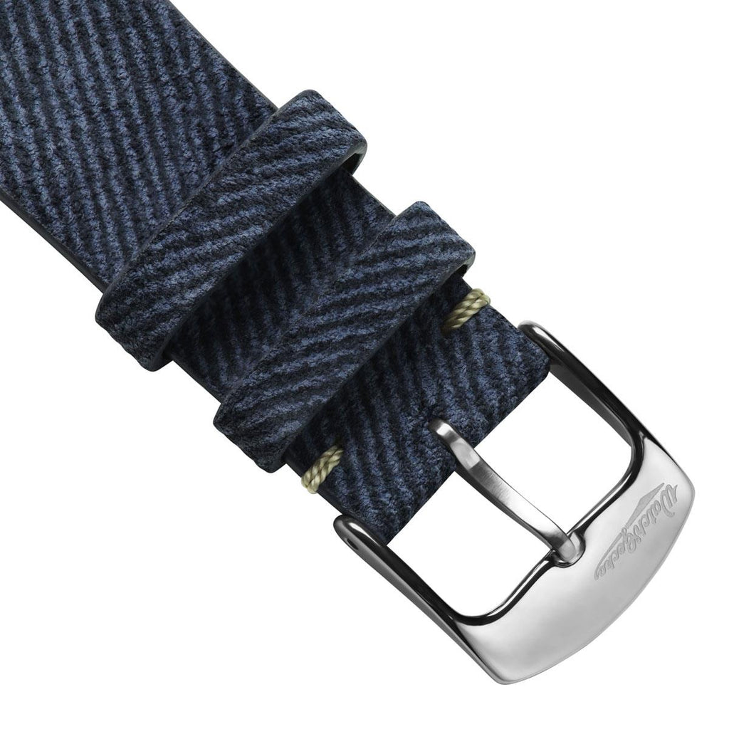 Arbour V-Stitch Denim Design Echtes Leder Uhrenarmband - Marineblau