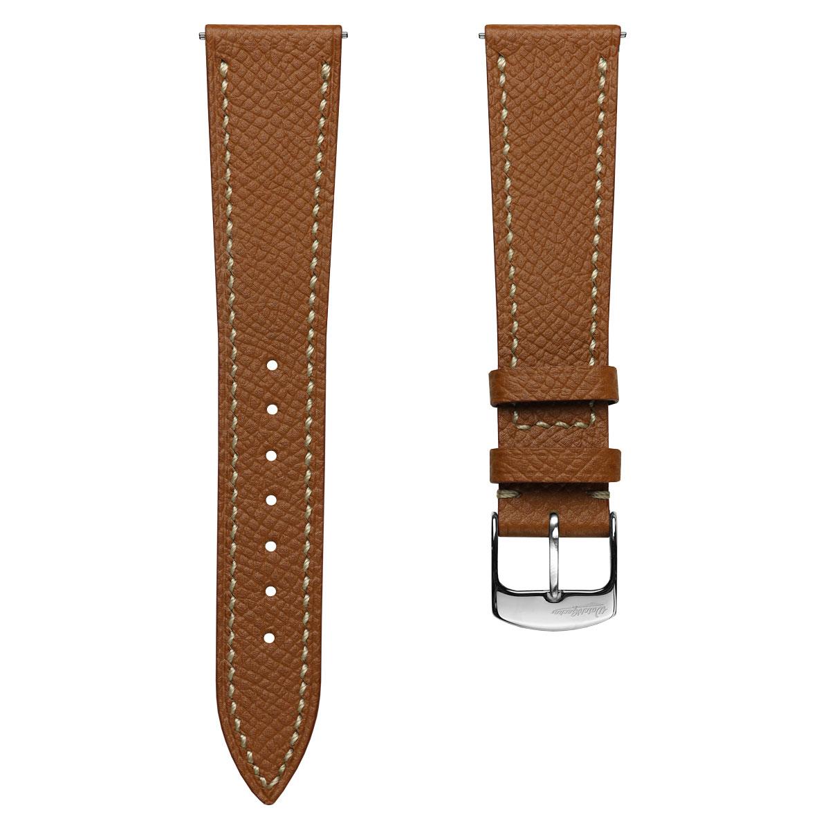 Hanley Textured Epsom Hand-Stitched Leather Watch Strap  - Tan