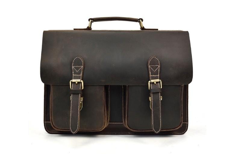 Brown Mens Leather Messenger Bag Satchel