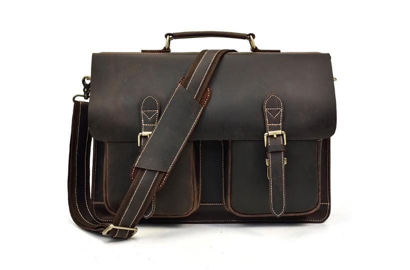 Brown Mens Leather Messenger Bag Satchel