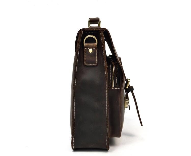 Brown Mens Leather Messenger Bag Satchel