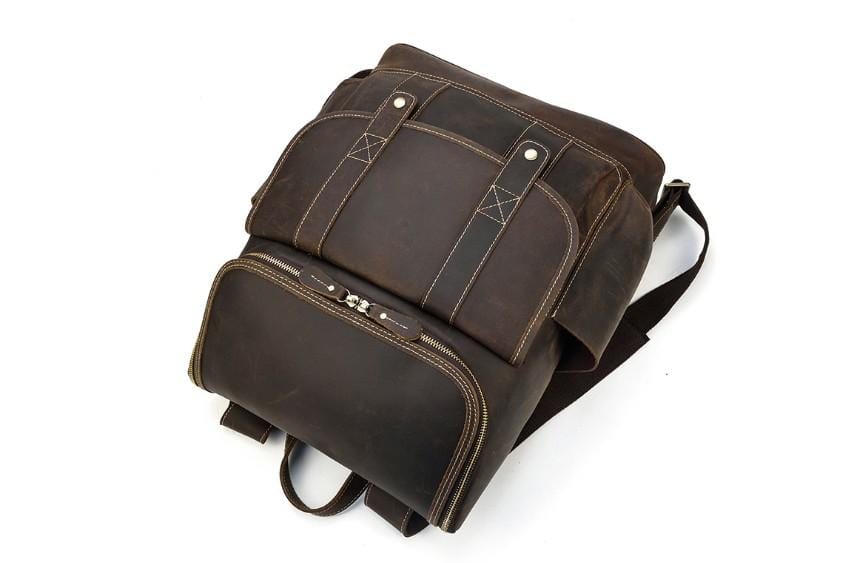 Baffalo Brown Leather Work Backpack Purse Rucksack