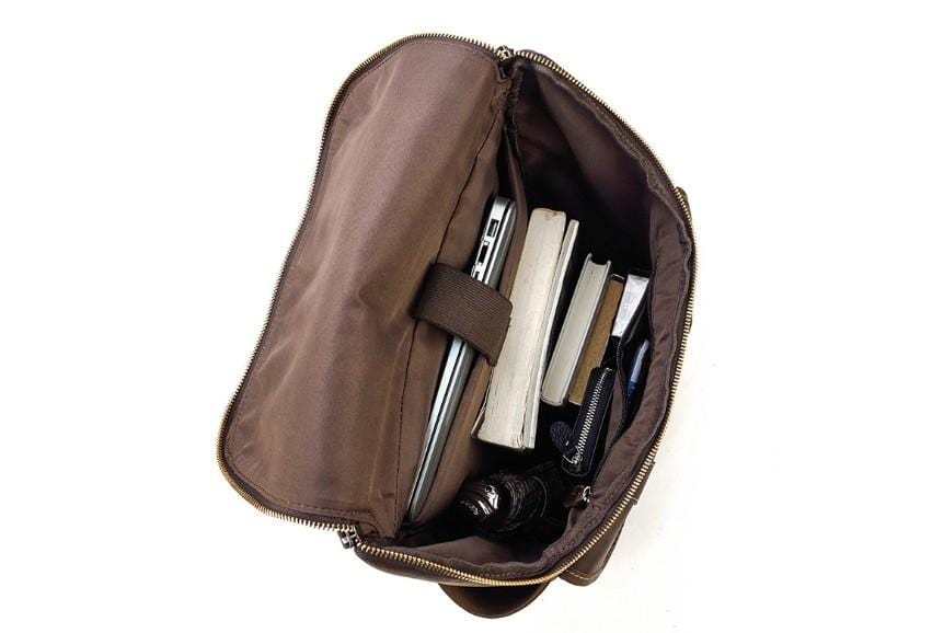 Brown Leather Briefcase Backpack Purse for Men