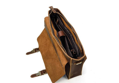 Brown Mens Leather Messenger Bag Satchel