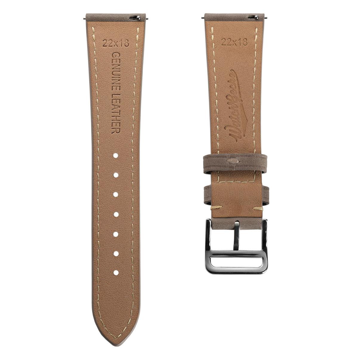 Bracelet Montre en Cuir Plat Brixham, Gris Pastel Élégant