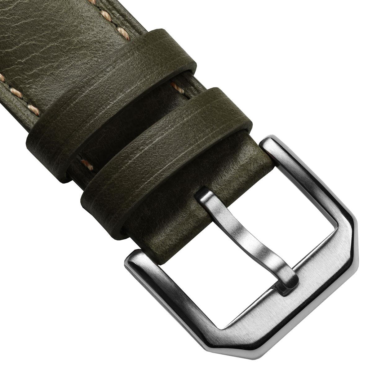Sangle de Montre en Cuir Véritable Pailleté Tenby avec Belle Patine Verte Classique