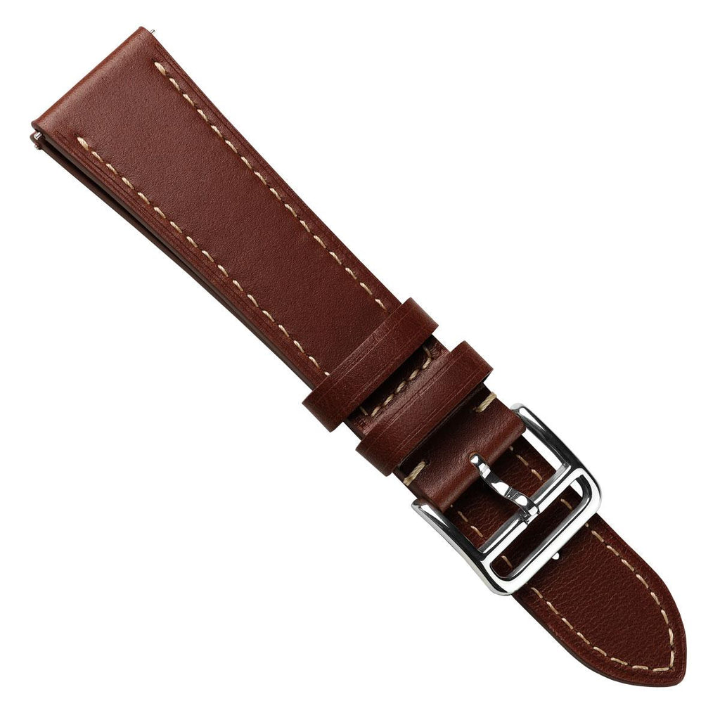 Brixham Flat Leather Watch Strap - Timeless Chestnut Brown for Sophisticated Style