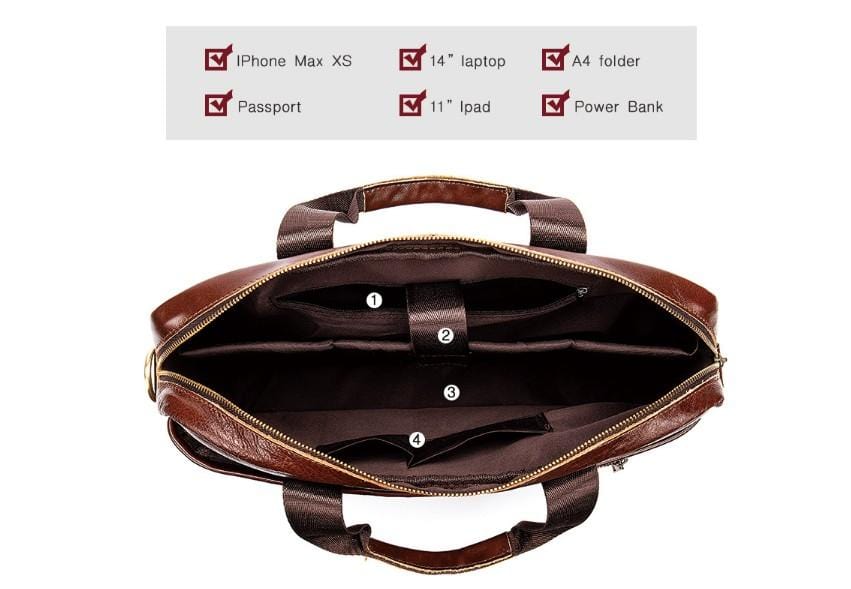 Womens Full Grain Leather Messenger bag Mens Handbag Satchel
