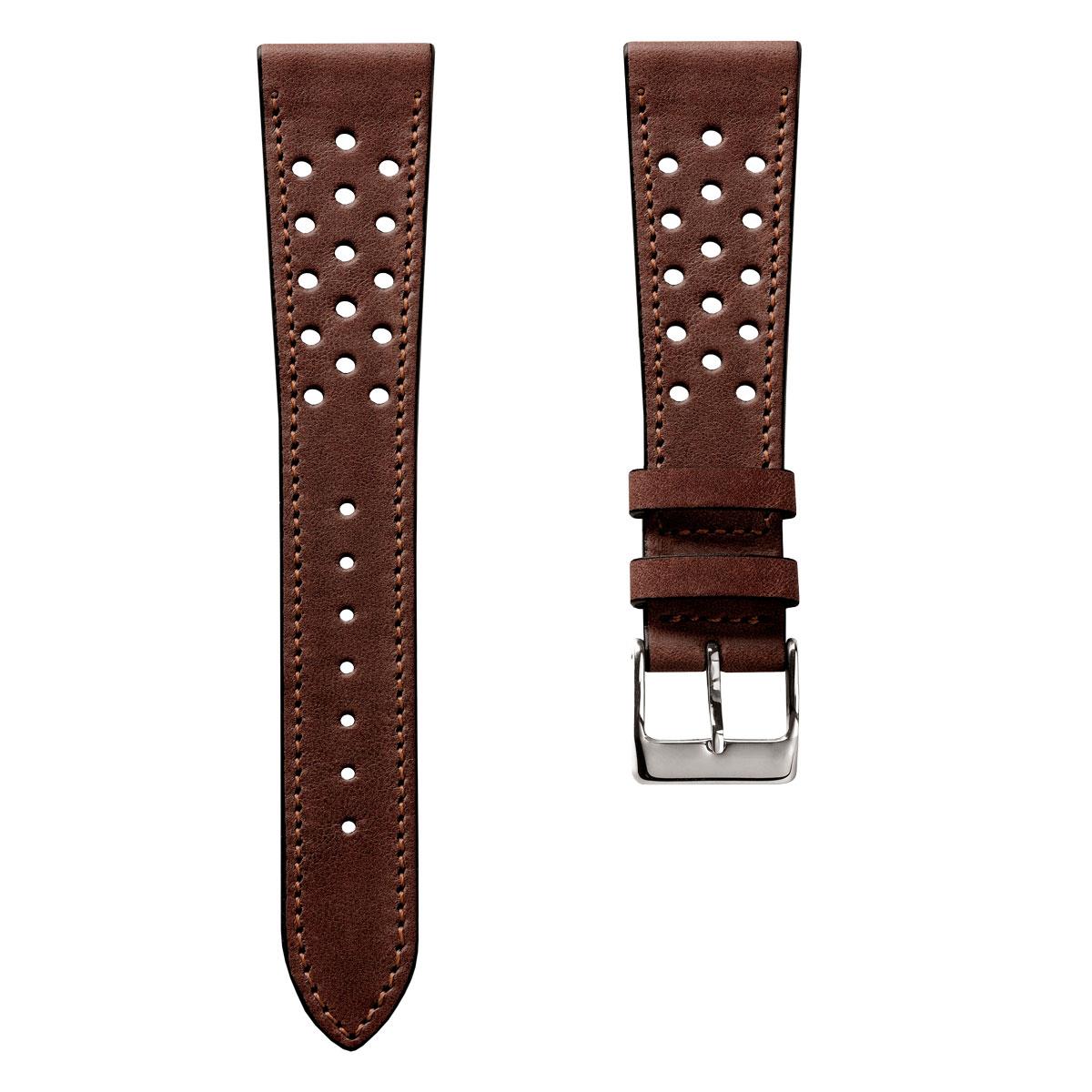 Bracelet de montre en cuir perforé Missouri de WatchGecko - Marron moyen élégant