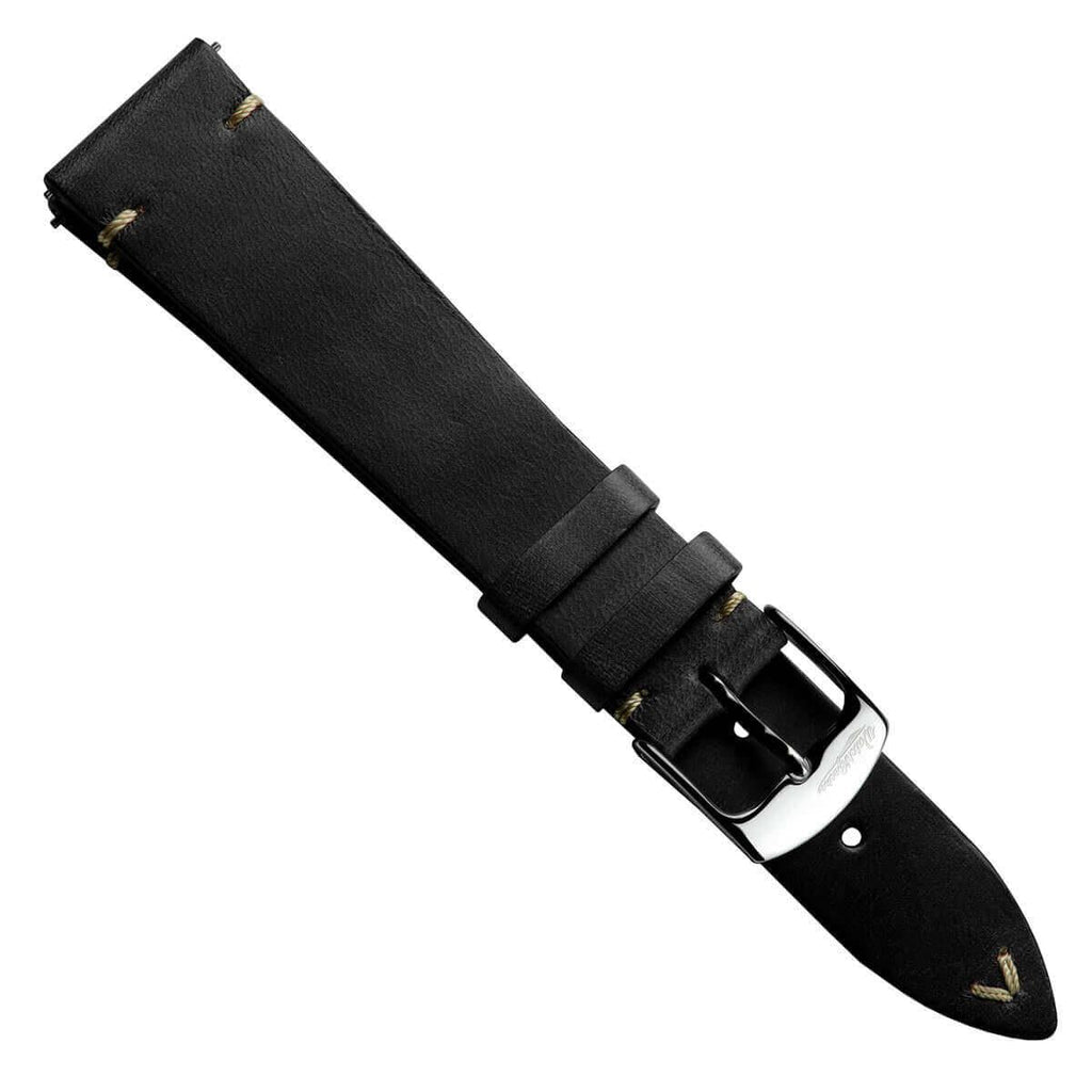 Genuine Horween Chromexcel® V-Stitch Leather Watch Strap - Chromexcel Black