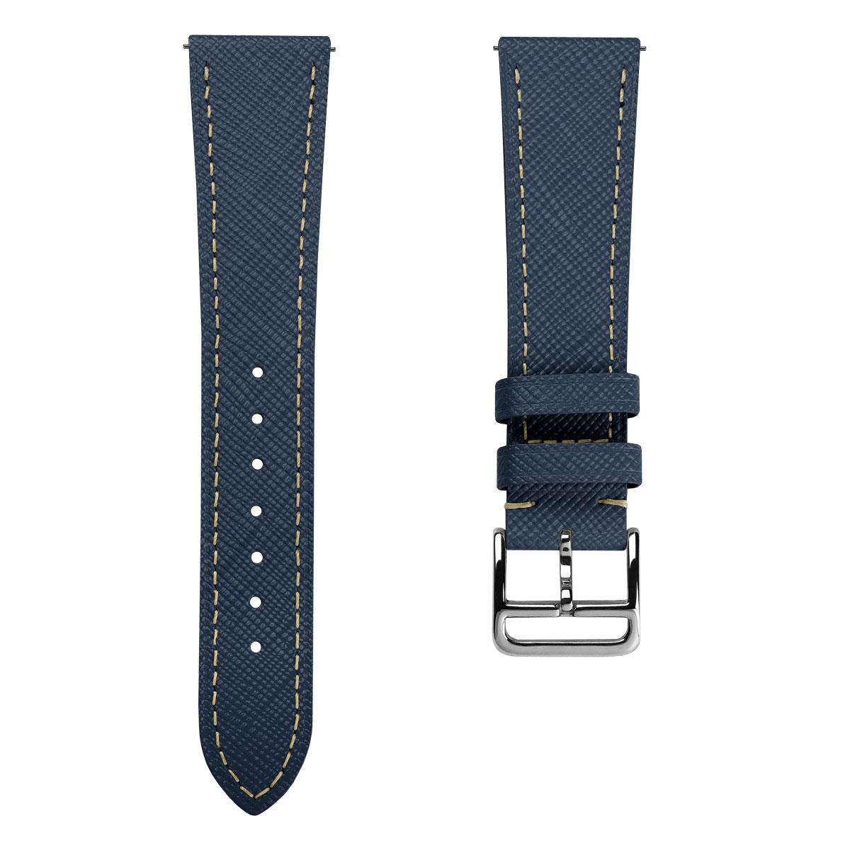 Brixham Saffiano Lederarmband für Uhren - Elegant Navy Blau