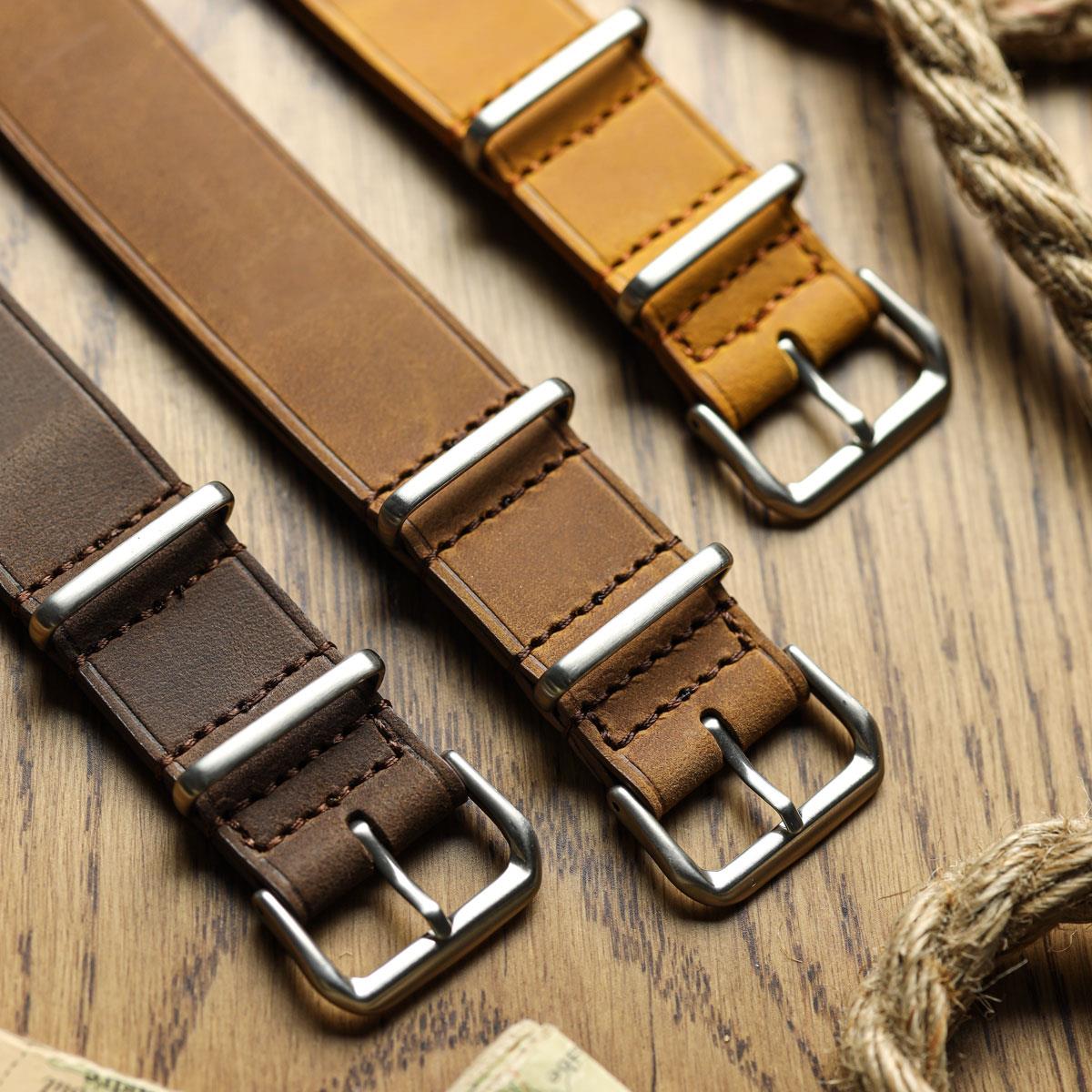 Cambridge Genuine Leather British Military Watch Strap - Light Brown