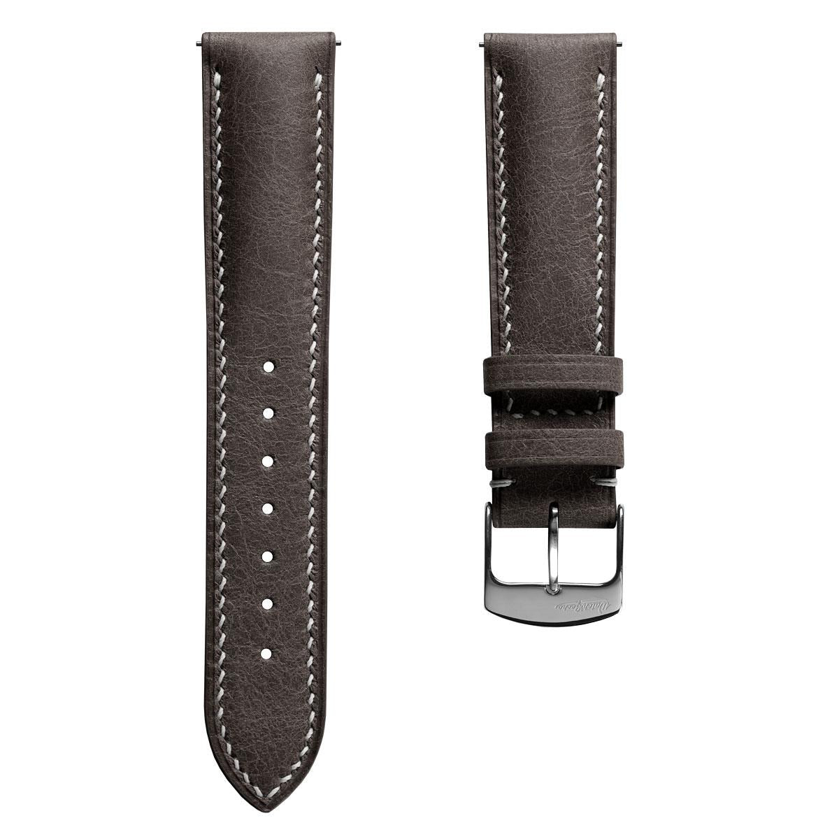 Lerano Tuscan Luxurious Padded Leather Watch Strap - Elegant Dark Brown