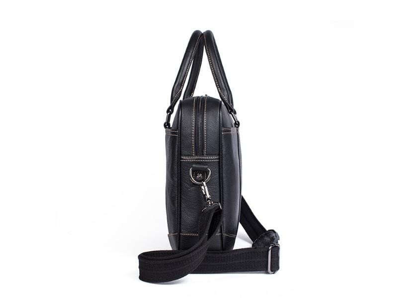 Mens Black Leather Messenger Bag Womens Satchel