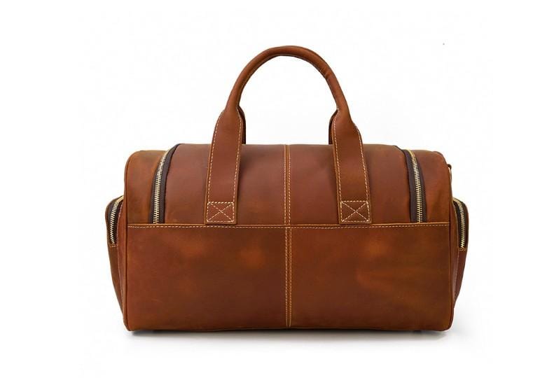Mens Brown Leather Travel Duffel Luggage Outdoor Bag