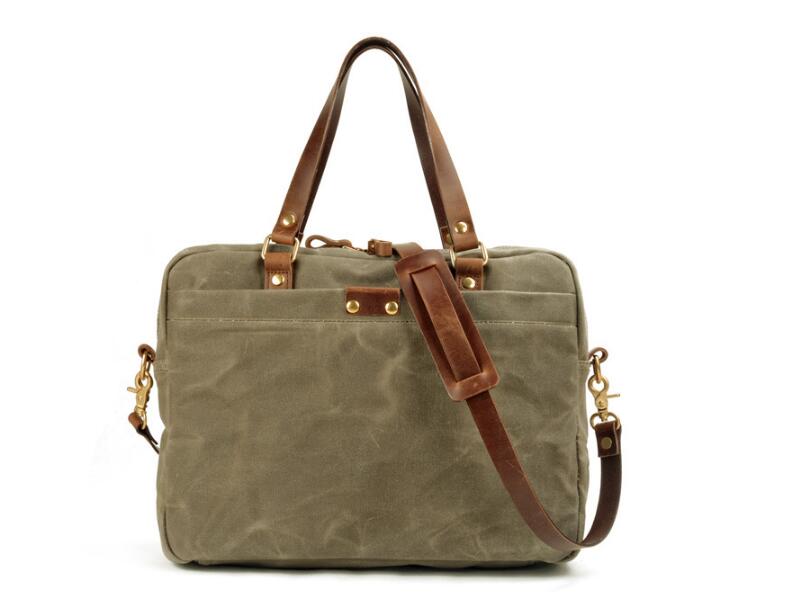 Grey Mens & Womens Canvas Leather Briefcase Bag