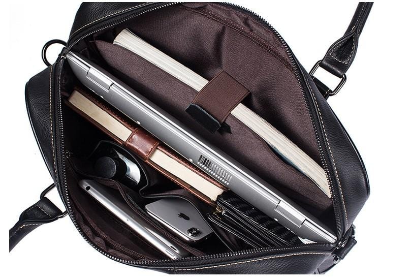 Mens Black Leather Messenger Bag Womens Satchel
