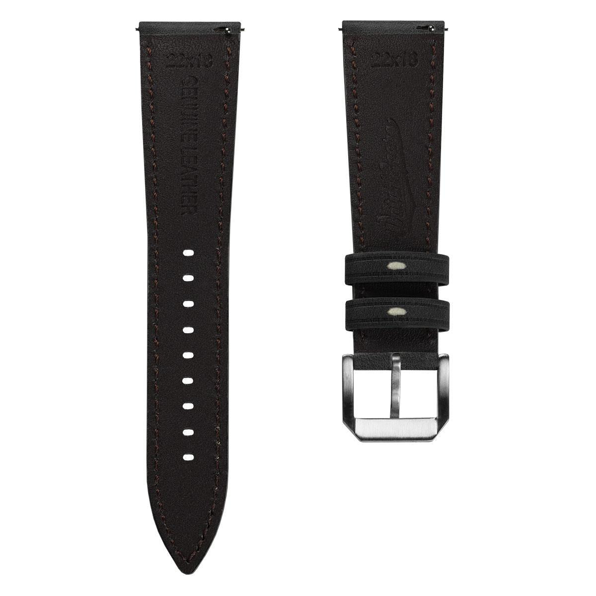 Bracelet en cuir véritable rembourré Whitby en noir pastel pour une élégance raffinée