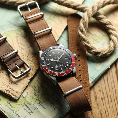 Cambridge Genuine Leather British Military Watch Strap - Chestnut Brown