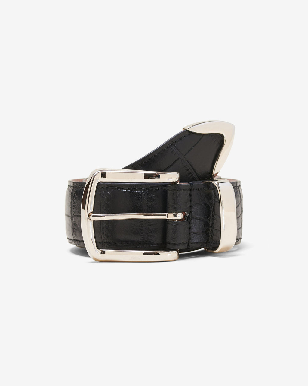 Croc Embossed Metal Tip Belt