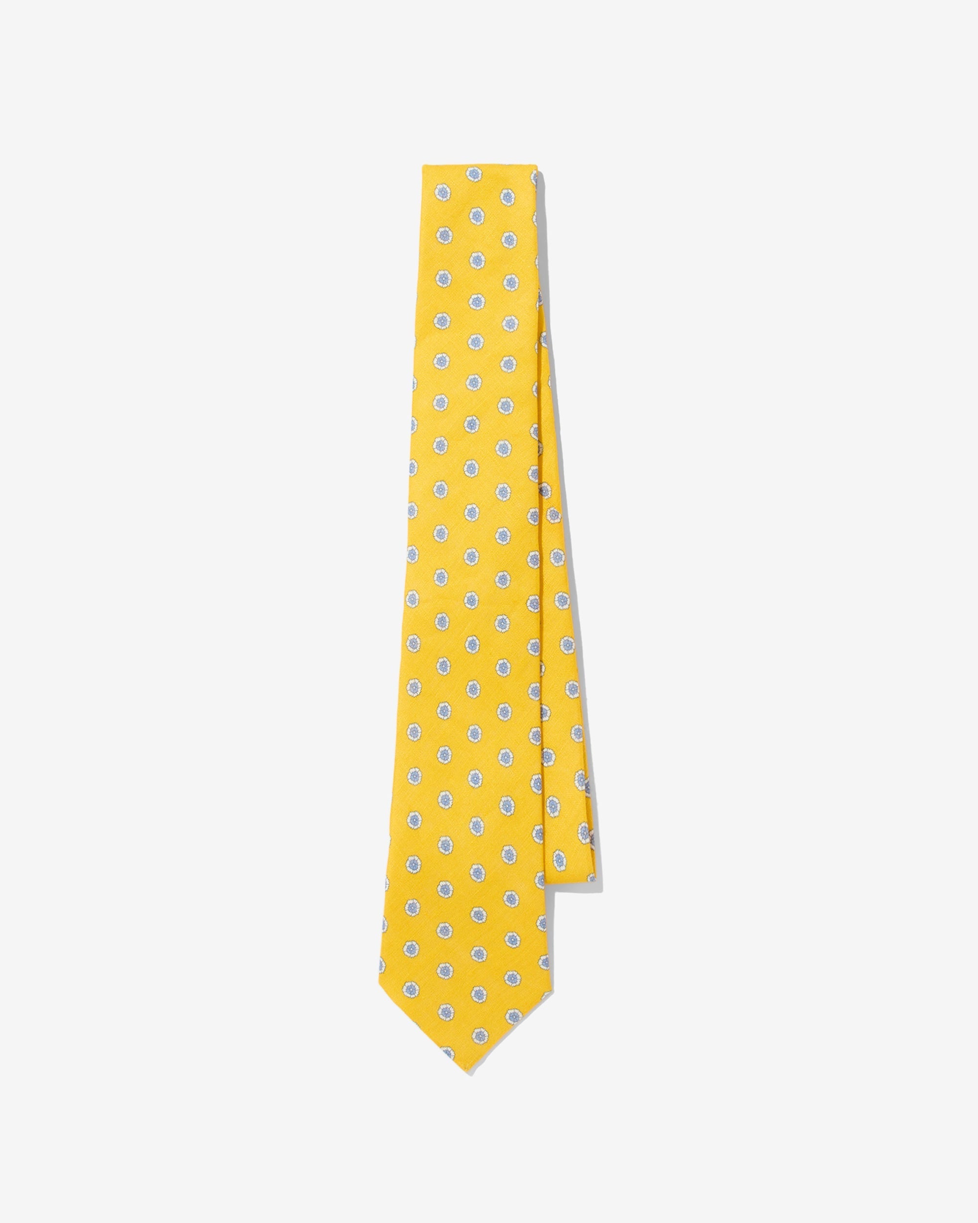 Linen Flower Print Necktie