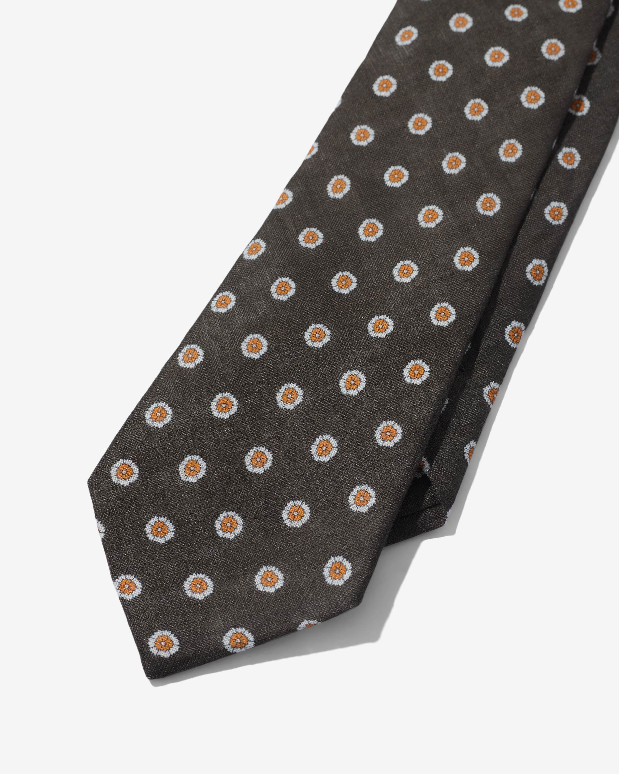 Linen Flower Print Necktie