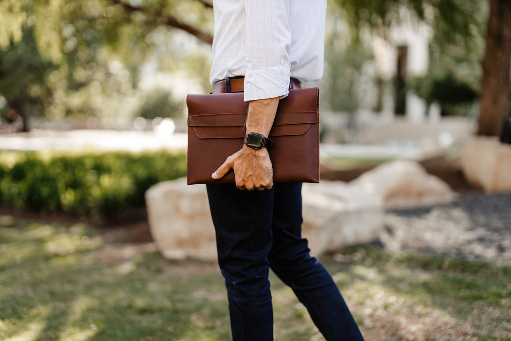 Leather MacBook Envelope Case - Chestnut